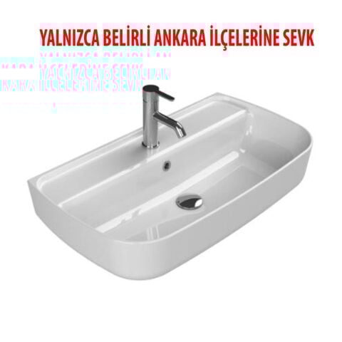 Turkuaz AQUA 75X40 Tezgahüstü Duvara Sıfır Lavabo