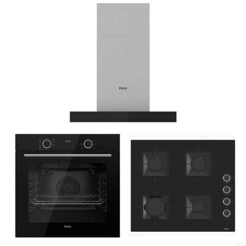 Ferre Fryart Siyah Set ( D100 T Tipi Siyah Davlumbaz-SS205 Siyah Ocak- XE63CS Fryart Siyah Fırın)