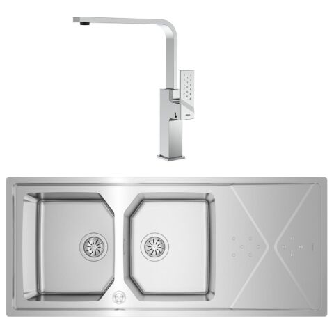 Teka Brooklyn 80 M-XP 2B 116 cm Çift Göz Çelik Evye ve BKY 915 Batarya Set