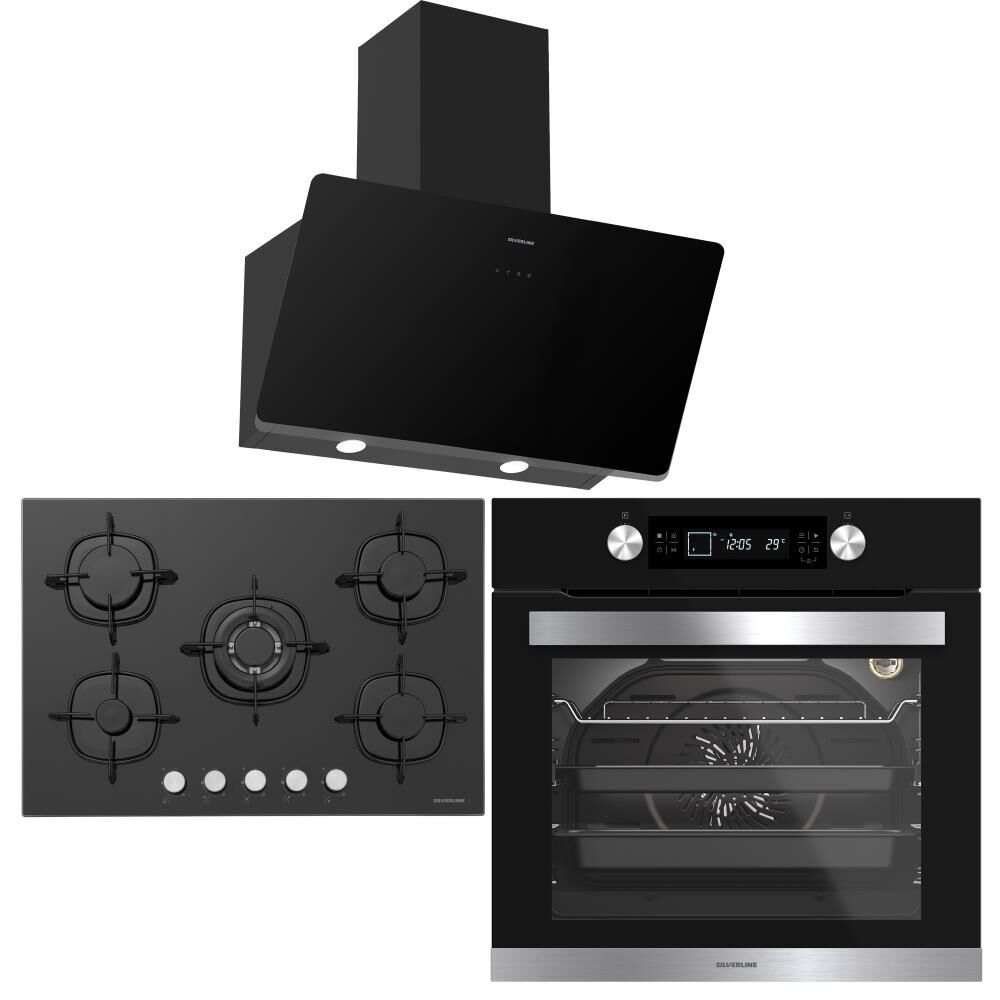 Silverline Siyah Ankastre Set (3457 Soho, CS5365B01, BO6505B01)