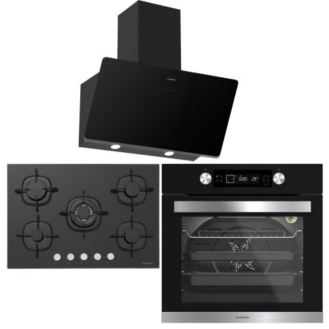 Silverline Siyah Ankastre Set (3457 Soho, CS5365B01, BO6505B01)