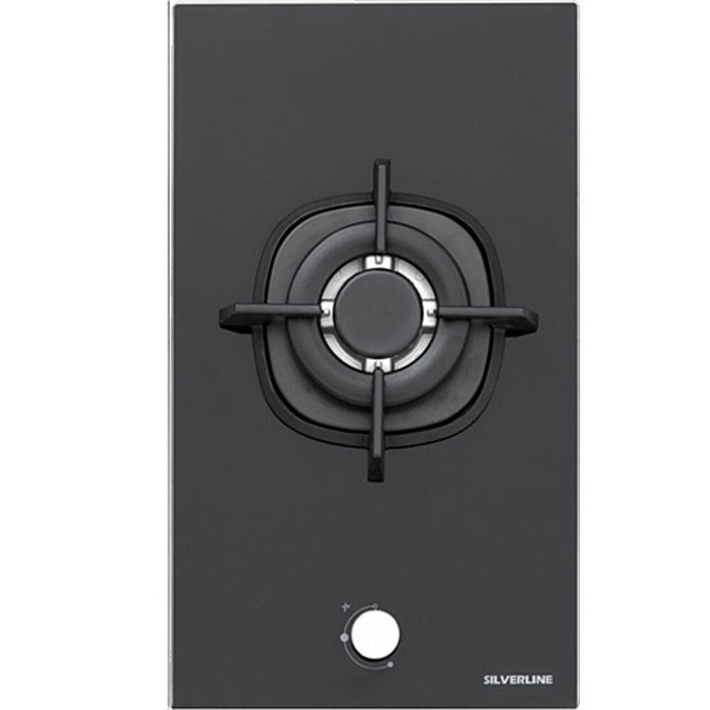 Silverline CS5411B01 Woklu Karavan İçin Siyah Cam Tekli Ankastre Domino Ocak