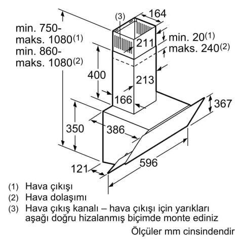 Siemens LC65KAJ20T Beyaz Duvar Tipi Davlumbaz