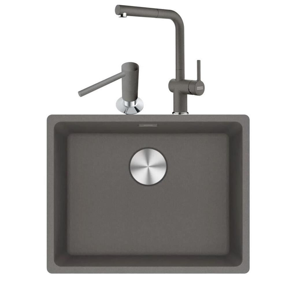 Franke Maris Mrg 210/110-52 Stone Grey Granit Eviye Actıve Plus Doccia 2.0 Armatür Sıvı Sabunluk Üçlü Set Stone Grey