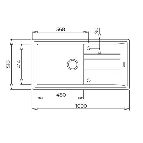 Teka Stone 60 L-TG Metalik Siyah Granit Evye