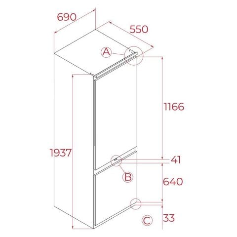 Teka RBF 78780 FI 70 CM Ankastre Buzdolabı