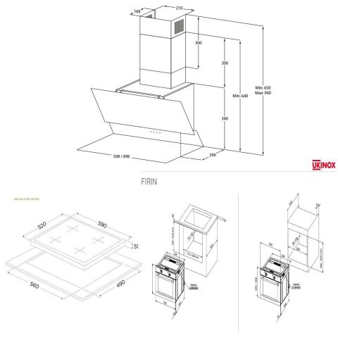 Ukınox Smart Beyaz Set (Aztec 60 Beyaz Davlumbaz-Ares 60 Beyaz Ocak-Smart 8801 Beyaz Fırın)