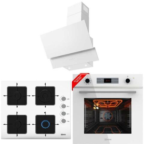 Ukınox Smart Beyaz Set (Aztec 60 Beyaz Davlumbaz-Ares 60 Beyaz Ocak-Smart 8801 Beyaz Fırın)