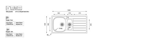Ukinox Hypnos 100 Dekorlu Sol Damlalıklı Evye