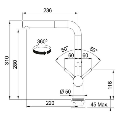 Franke Urban UBG 611-100 Sahara Granit Evye Active Plus Doccia 2.0 Batarya Set