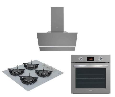 Ukinox Ankastre Gri Cam Set (Fairy Gri Davlumbaz-Felix Gri Ocak-Nova 9+1 Gri Fırın)