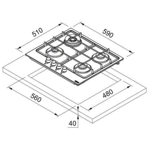 Franke FHSM 604 4G XS C Döküm Izgaralı İnox Ocak