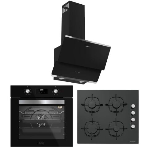 Silverline Siyah Ankastre Set (3490 OSLO Davlumbaz ,CS5335B01 Ocak , BO6502B02 Fırın)