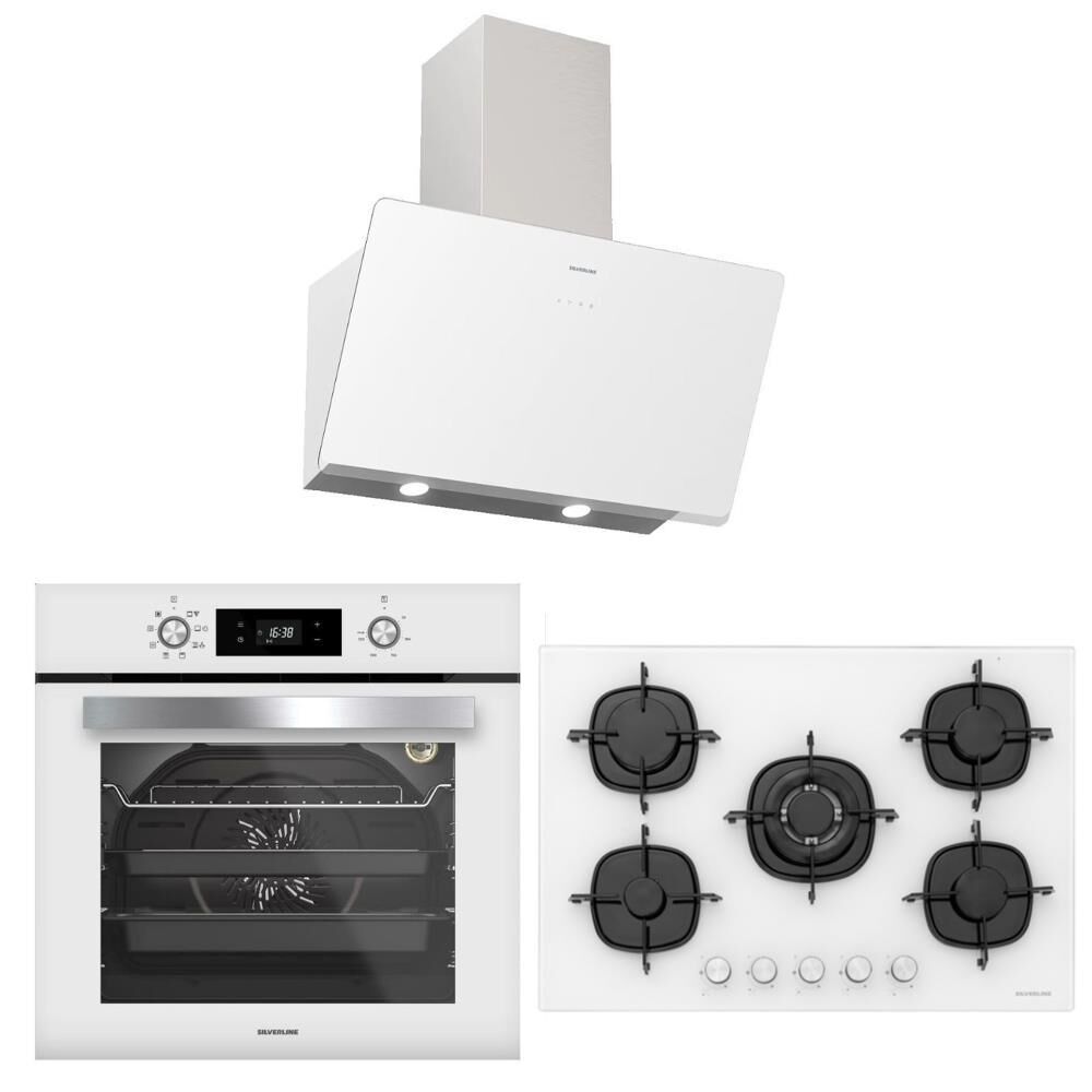 Silverline Beyaz Ankastre Set (3457 Soho Davlumbaz , CS5365W01 Ocak , BO6504W01 Fırın)