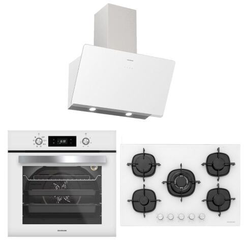 Silverline Beyaz Ankastre Set (3457 Soho Davlumbaz , CS5365W01 Ocak , BO6504W01 Fırın)