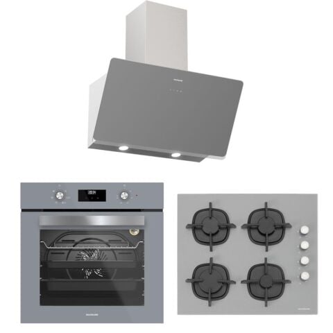 Silverline Gri Ankastre Set (3457 SOHO Davlumbaz-CS5343S01 Ocak ,BO6502S02 Fırın )
