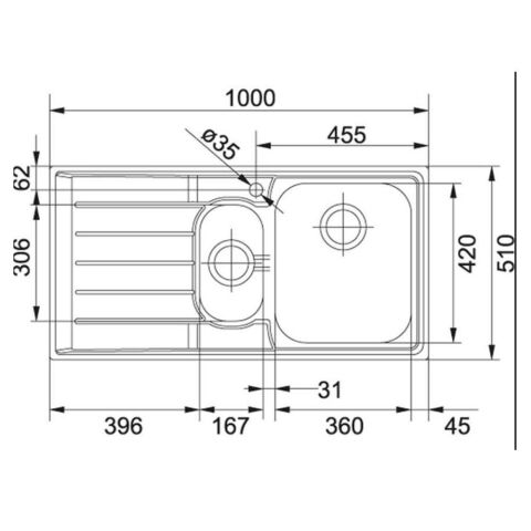 Franke Neptün Nex 651 1.5 Gözlü Sağ Damlalıklı Çelik Evye