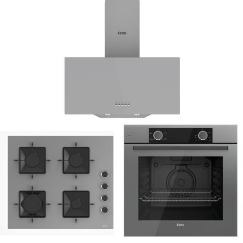 Ferre Gri Set (D088 Gri Davlumbaz -SS208 Gri Ocak- XE61CPR Gri Fırın)