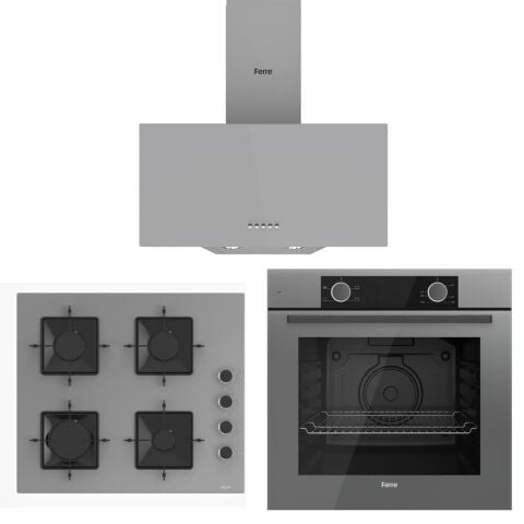 Ferre Gri Set (D088 Gri Davlumbaz -SS208 Gri Ocak- XE61CPR Gri Fırın)