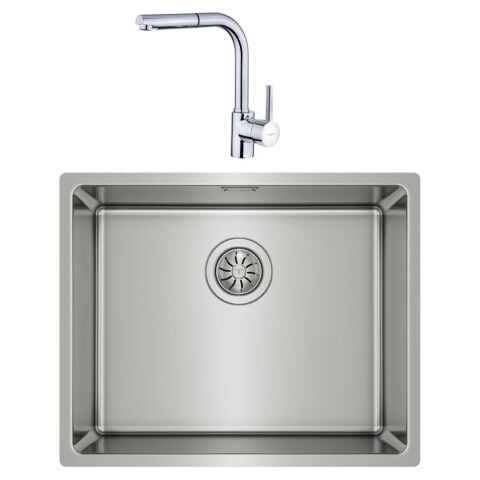 Teka Linea 50.40 Paslanmaz Tezgahaltı Çelik Evye ve ARK 938 Krom Spiralli Batarya Set