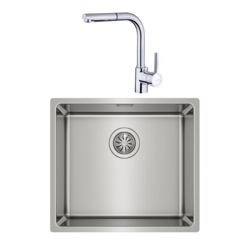 Teka Linea 45.40 Paslanmaz Tezgahaltı Çelik Evye ve ARK 938 Krom Spiralli Batarya Set