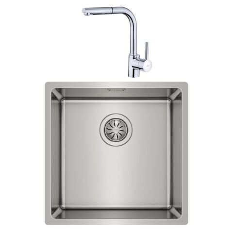 Teka Linea 40.40 Paslanmaz Tezgahaltı Çelik Evye ve ARK 938 Krom Spiralli Batarya Set