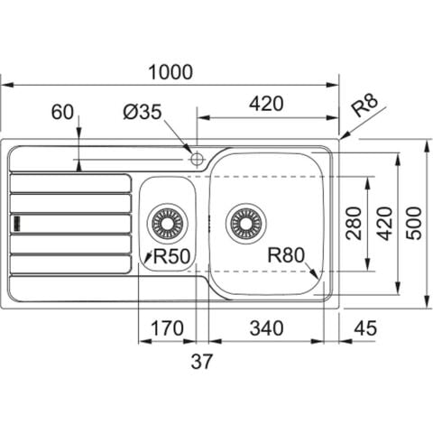 Franke SPARK SKX 651 Sol Damlalıklı Çelik Evye