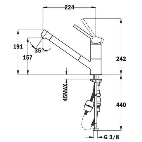 Teka BAHİA 1B PLUS Aksesuarlı Evye AUK 978 PULLOUT Krom Spiralli Batarya Set