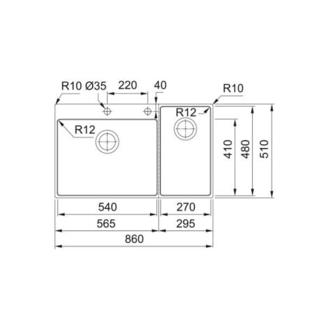 Franke BOX CENTER BWX 220-54-27 Evye FOX PRO Spiralli Krom Batarya Set