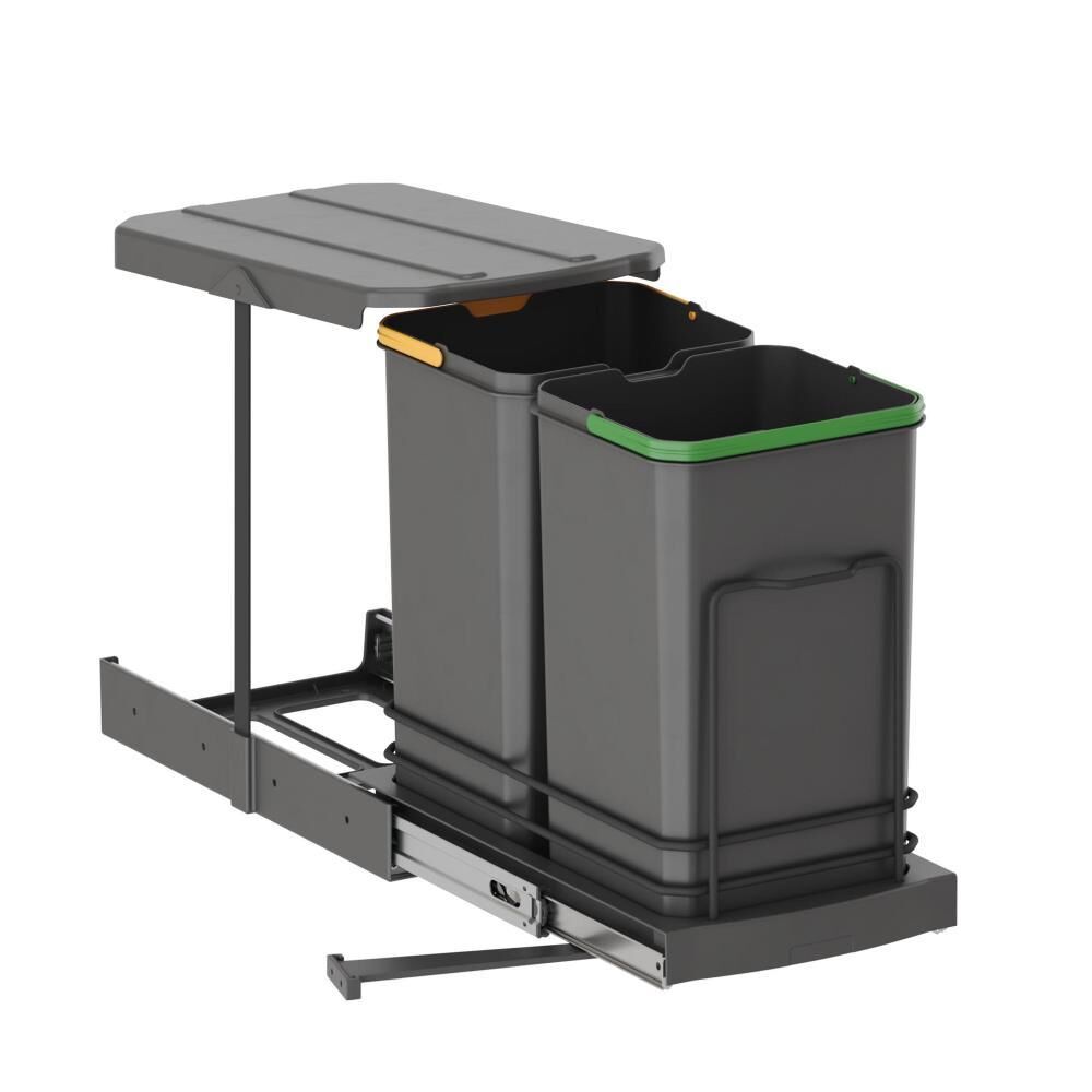 Starax S-2392 12+12 Lt Dolap İçi Teleskopik Raylı Gri Çöp Kovası