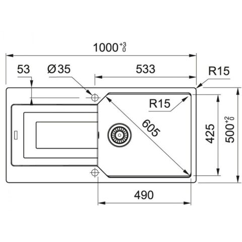 Blackstone GİZA 50X100 Cm Antrasit Granit Evye