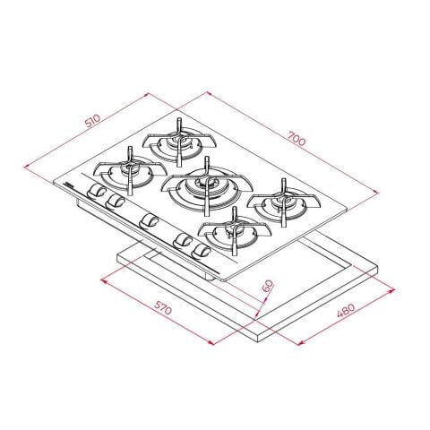 Teka GBC 75030 KBC WH Beyaz Döküm Izgaralı Ocak