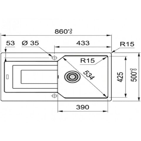 Blackstone BABİL 86X50 Cm Antrasit Granit Evye