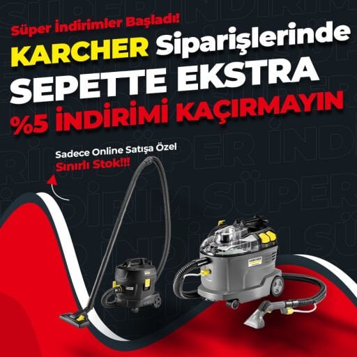 KARCHER MARKA ÜRÜNLER SEPETTE %5 EKSTRA İNDİRİMLİ!