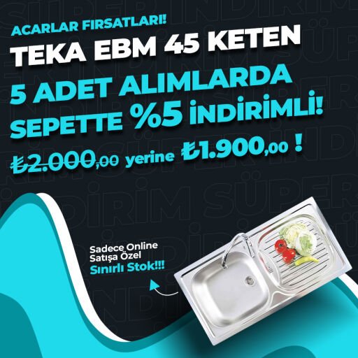 5 ADET TEKA EBM 45 MİKROKETEN ALANA SEPETTE %5 EKS